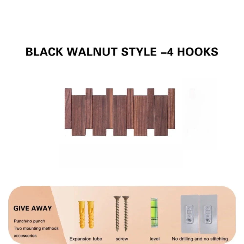 New Wall Mounted Wood Coat Racks with 8 Hooks Art Hats Organizer Piano Key Shaped Entry Door Porch Hanging Hook Keys